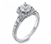 14K “Luminaire” Cushion Halo Diamond Engagement Ring