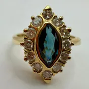 14k Blue Danube Sapphire and Diamond Ring