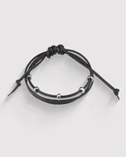 Black And Silver Leather Bracelet