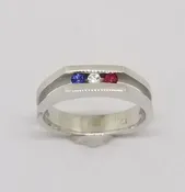 14k White Gold Ring with Ruby, Sapphire &amp; Diamonds