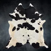 Black and White Cowhide Rug Size 7x8 ft---4672