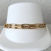 14K Double Strand Paperclip Link Bracelet