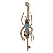 Diamond Opal &amp; Pearl Beetle Brooch