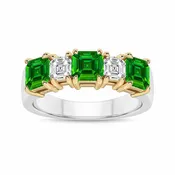 14K White & Yellow Gold Emerald & Diamond Ring