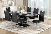 GLISS BLACK 7 PC DINING TABLE SET — HOME FURNITURE OUTLET
