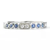 14k White Gold Blue Sapphire & Diamond Band