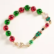 Christmas Nutcracker Charm Beaded Stretch Bracelet
