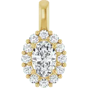 14k Oval Halo Style Diamond Pendant - Lab Grown