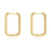 18K Gold PVD Rounded Rectangle Everyday Huggie Earrings: Gold