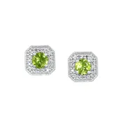 10K WG 1/10 ct. tw. Diamond Halo &amp;amp; 1/2 ct. tw. Peridot Stud Earring