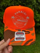 Orange Camo HSC Sunset Pier Logo Trucker Hat — Hanalei Surf Co.