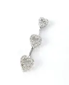 10k White Gold .30ctw Diamond Triple Heart Love Slider Drop Pendant 1 1/8''