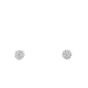 0.09Ctw 14K White Gold Diamond Flower Cluster Stud Earrings