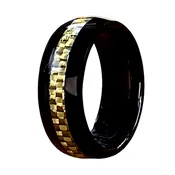 Carbon Halo Black Tungsten Men's Ring with Yellow Carbon Fiber Inlay | 8mm