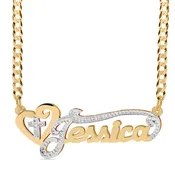 Double Plated Nameplate Necklace "Jessica"