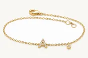 Bracelet 14kt Gold Chain Initial Collection & Diamonds