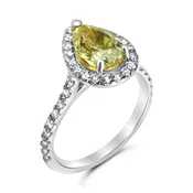1 1/2ct Pear Shape Halo with Yellow Diamond Center