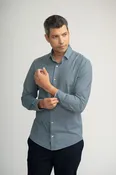 APEX - Dark Green Micro Stripe Shirt