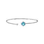 14K White Gold Swiss Blue Topaz and Diamond Bracelet