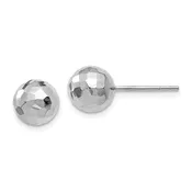 14k White Gold textured 8 MM Ball post earrings
