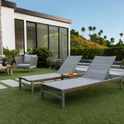 Beverly Hills Aluminum Outdoor Sun Lounger (Stone Grey)