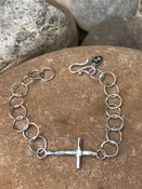 Sterling Silver Circle & Cross Bracelet