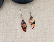 Artisan Flame Painted Copper Leaf Earrings