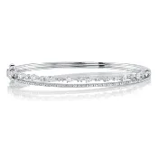 14K Gold 0.93ctw Diamond Two Row Mixed Shape Bangle Bracelet - SC55025102ZS