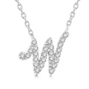 10K White Gold 'W' Initial Diamond Necklace