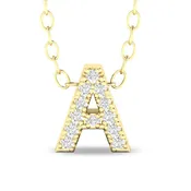 Diamond Studded Initial Letter Pendant - A