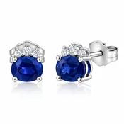 10K White Gold Blue Sapphire & Diamond Earrings