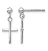 14k White Gold Cross Dangle Earrings — Croft & Stern Jewelry Designs