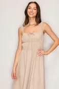 DX46429 | Smocked Waist Woven Midi Dress