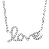 14k White Gold Diamond Love Necklace