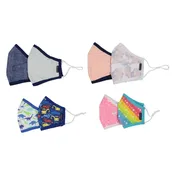 Andy & Evan 8 Pack Face Masks - 3 Layer with Filter Pocket - Assorted Family Pack - Dino/Star