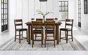 A-America Mariposa Rustic Whisky Gathering Table & 6 Chairs