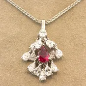 1.03 Carat N0-Heat Ruby Diamond Drop Platinum Pendant, GIA Certified
