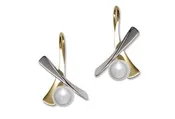 Elegant Minuet Earrings in 14k White and Yellow Gold with Pearl. — Treasures Fine Jewelry