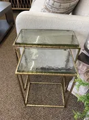 Antique S/2 Brass/Glass Table Set