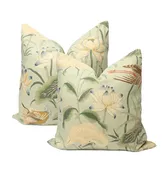 Schumacher Lotus Garden pillow cover in Aqua 20x20" on both sides $200 — AceCovering