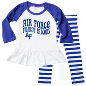 Air Force Falcons NCAA Infant Girls Ruffle Raglan Set