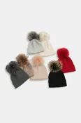 Basic Ribbed Knit Pom Pom Beanie