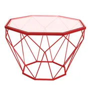 22 Modern Octagon Center Coffee Table with Tempered Glass Table top & Sturdy Metal Geometric Base for Living Room Office