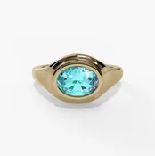 10K Gold Blue Topaz Bezel Ring