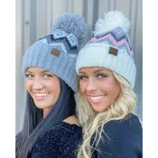 Aztec Chevron Knit Pom C.C Beanie