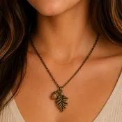 Acorn Oak Leaf Necklace, Antique Bronze