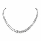 47.16 Cts 14K WHITE GOLD Emerald Shape Riviera Necklace
