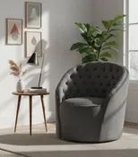 Alessio Velvet Upholstered Swivel Accent Chair - Grey