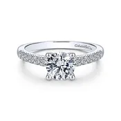 14K White Gold Round Diamond Engagement Ring Setting