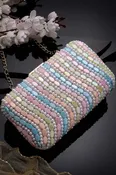 Adorn Pastel Multi Wave Embellished Faux Silk Clutch (ADCL1178A)
